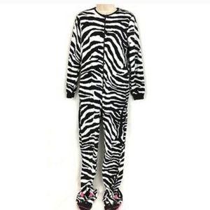 Nick and Nora Zebra Adult Onesie / unionsuit Small